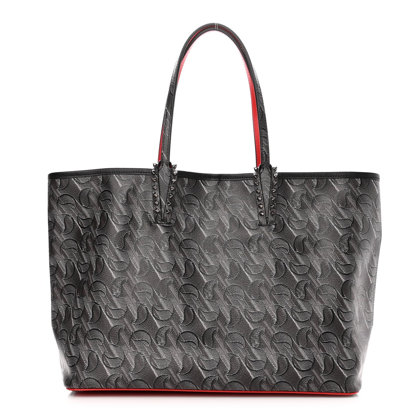 Toile Monogram Calfskin Printed Spikes East West Cabata Tote Black