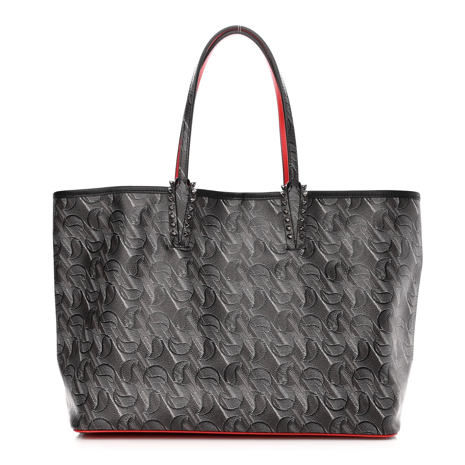 Christian Louboutin Toile Monogram Calfskin Printed Spikes East West Cabata Tote Black 3 of 11