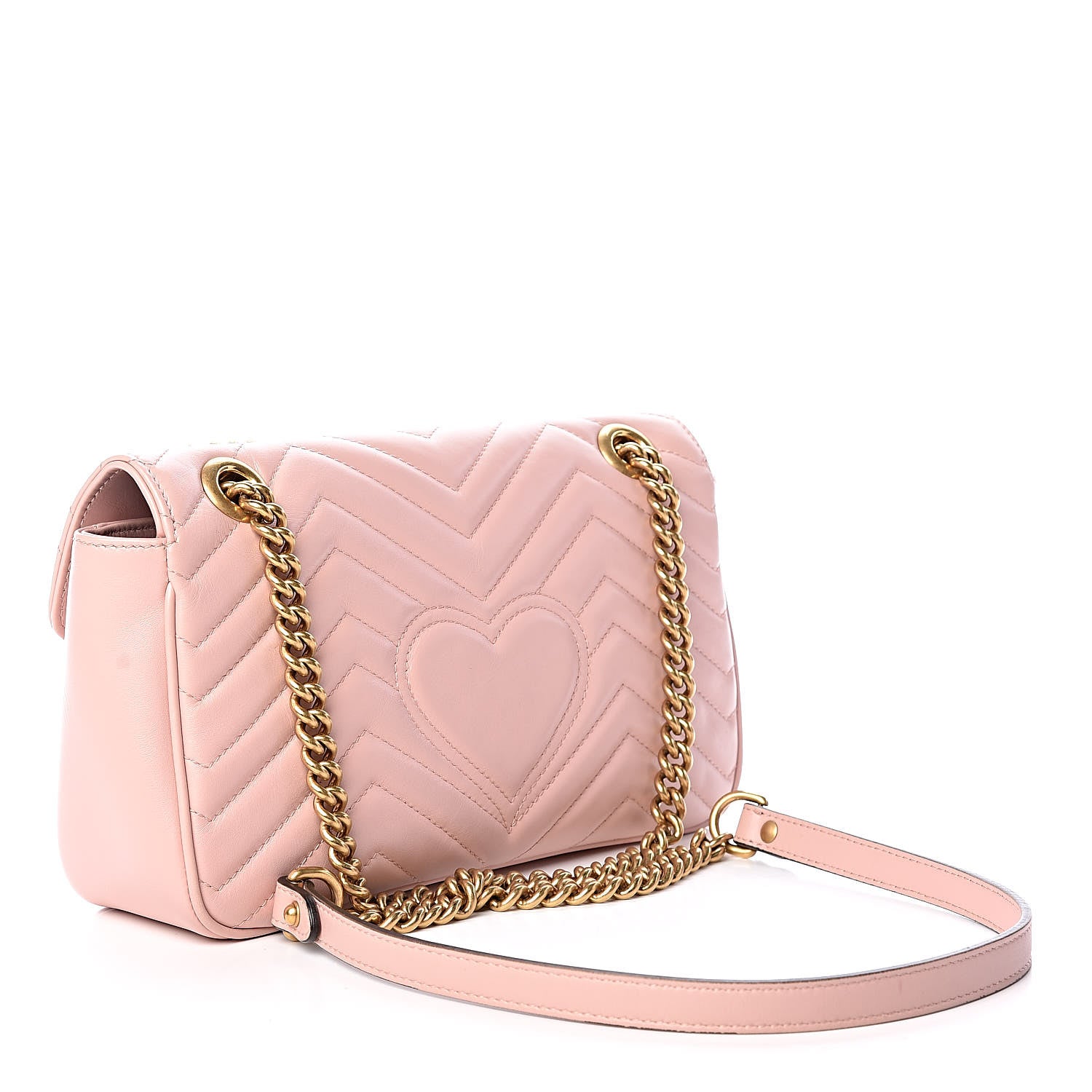 Gucci Calfskin Matelasse Small GG Marmont Shoulder Bag Perfect Pink 3 of 9