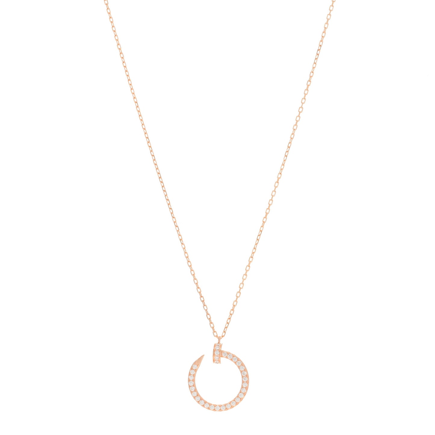 18K Pink Gold Diamond Juste Un Clou Paved Pendant Necklace
