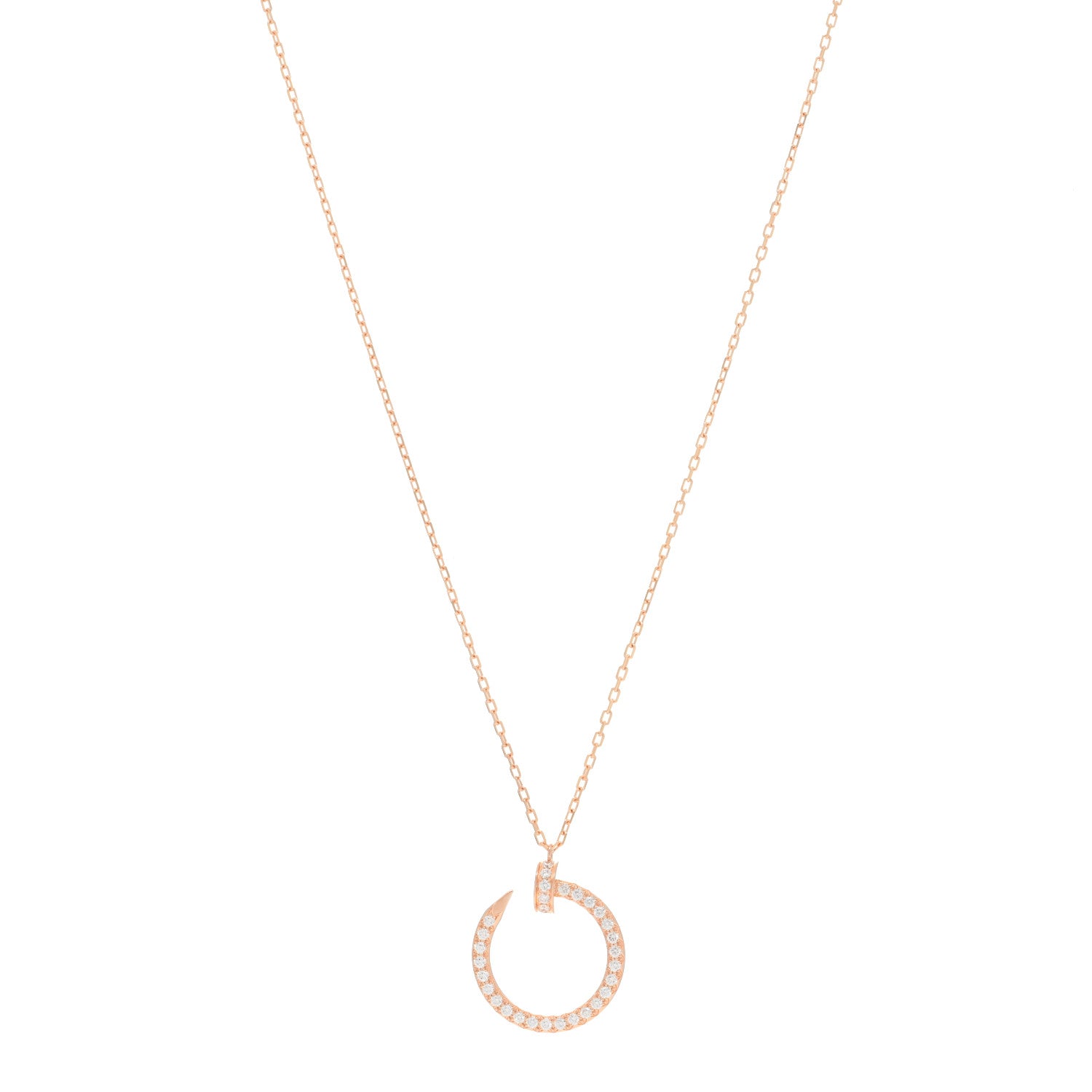 Cartier 18K Pink Gold Diamond Juste Un Clou Paved Pendant Necklace 1 of 4