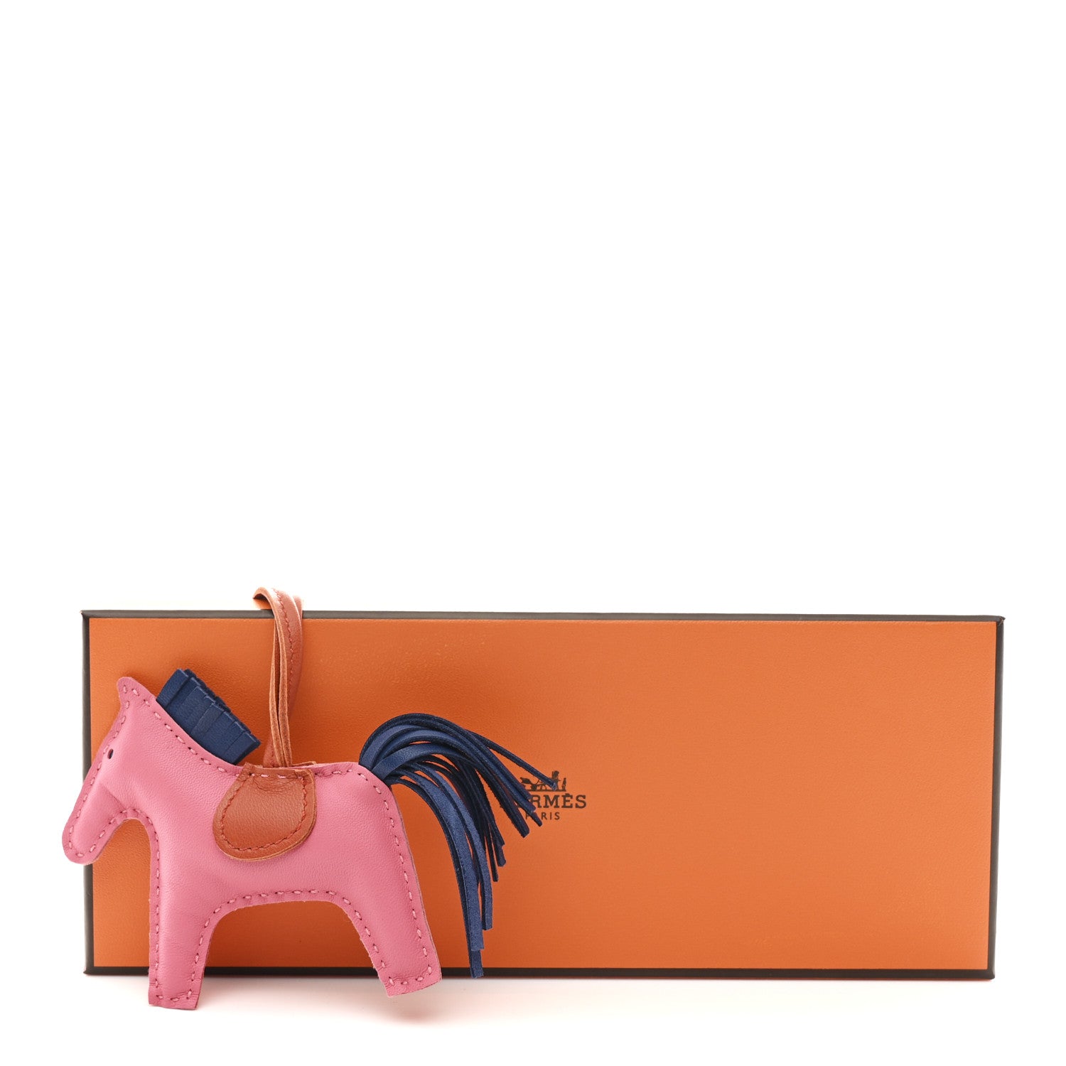 Hermes Milo Lambskin Grigri Rodeo Bag Charm PM Rose Azalee Cornaline Bleu De Malte 4 of 4
