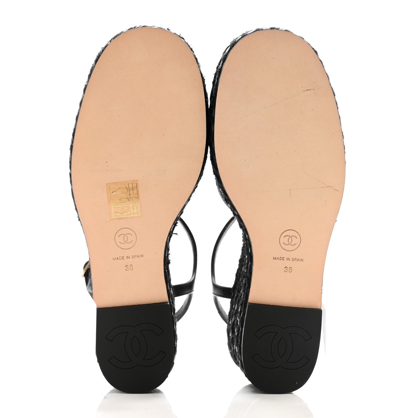 Lambskin Grosgrain CC Espadrilles Wedges 38 Black