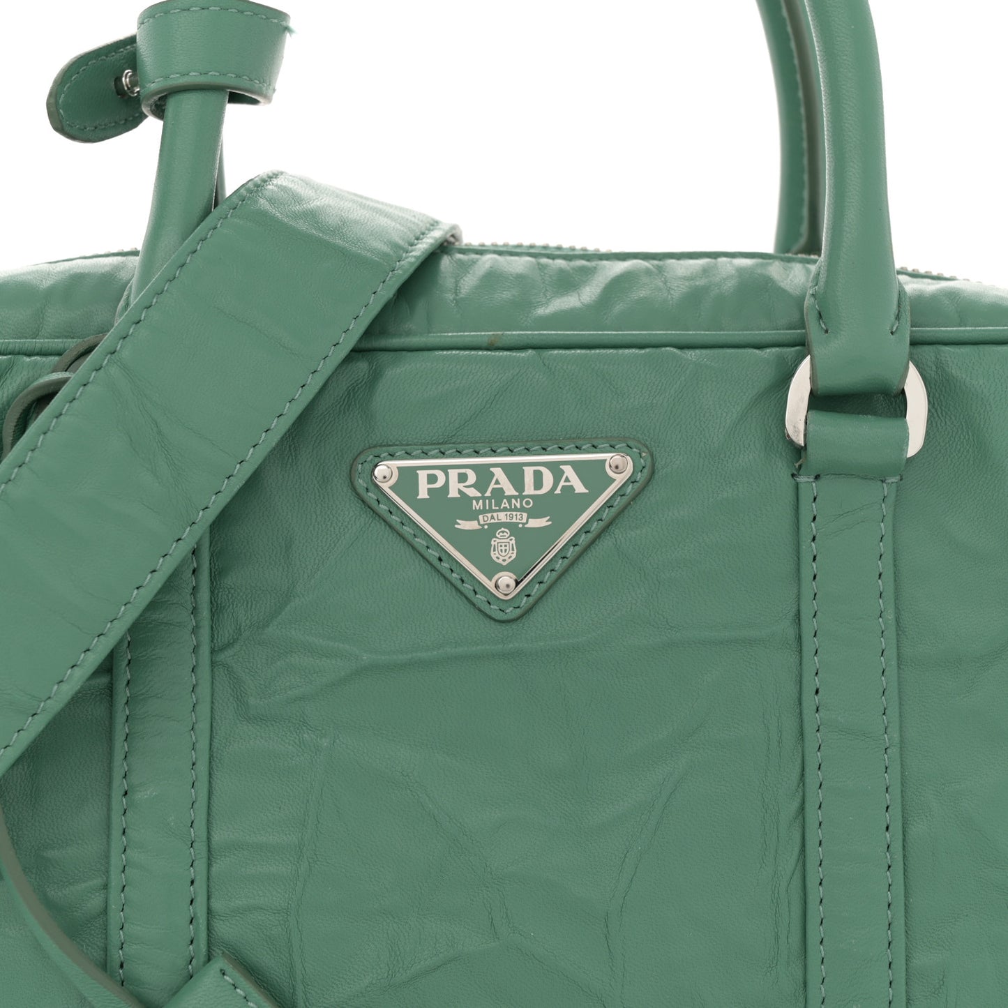 Nappa Antique Medium Re-Edition 2001 Two Handle Bag Green