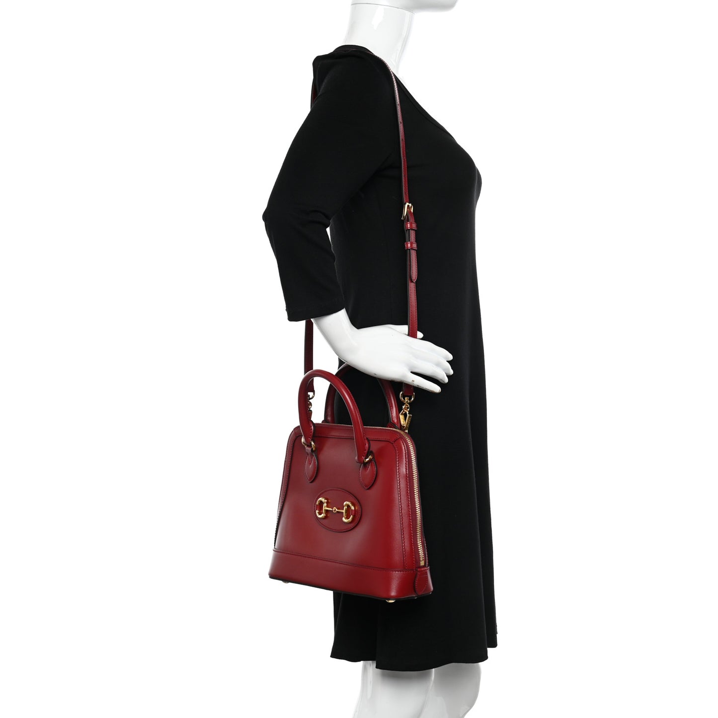 Boarded Plutone Calfskin Small Horsebit 1955 Top Handle Bag Red