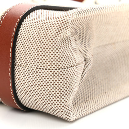 Chloe Cotton Calfskin Small Woody Ribbon Tote White Brown 10 of 12