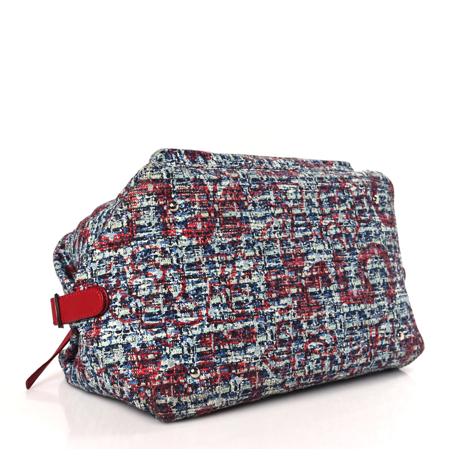 Tweed Lambskin Large Bowler Red