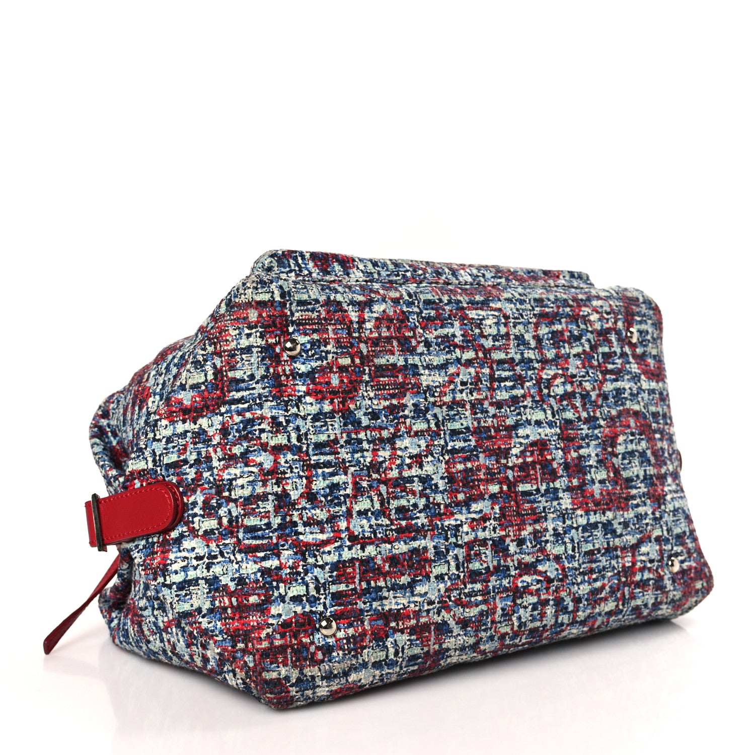 Chanel Tweed Lambskin Large Bowler Red 4 of 11