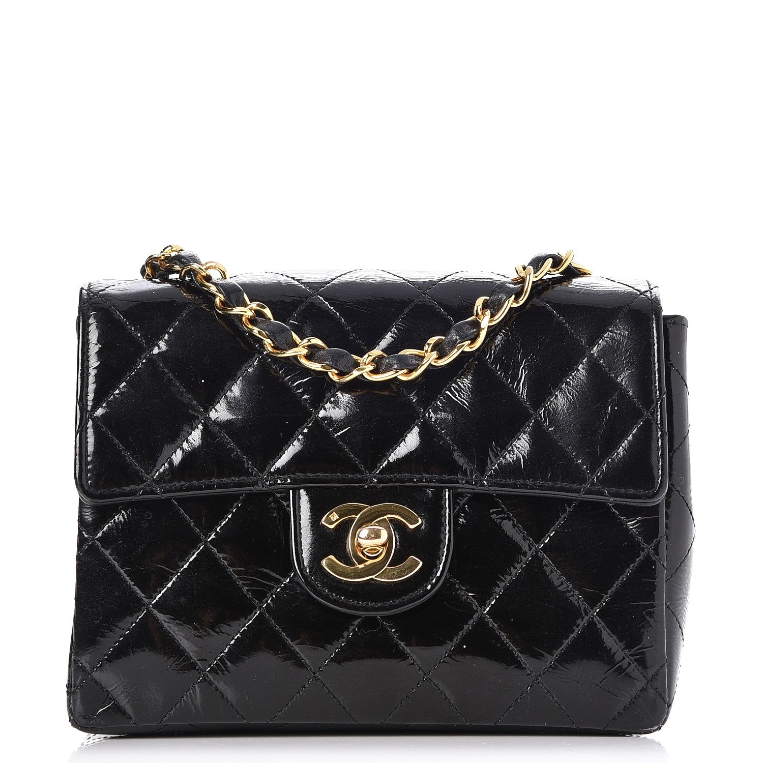 Chanel Patent Calfskin Quilted Mini Square Flap Black 1 of 12