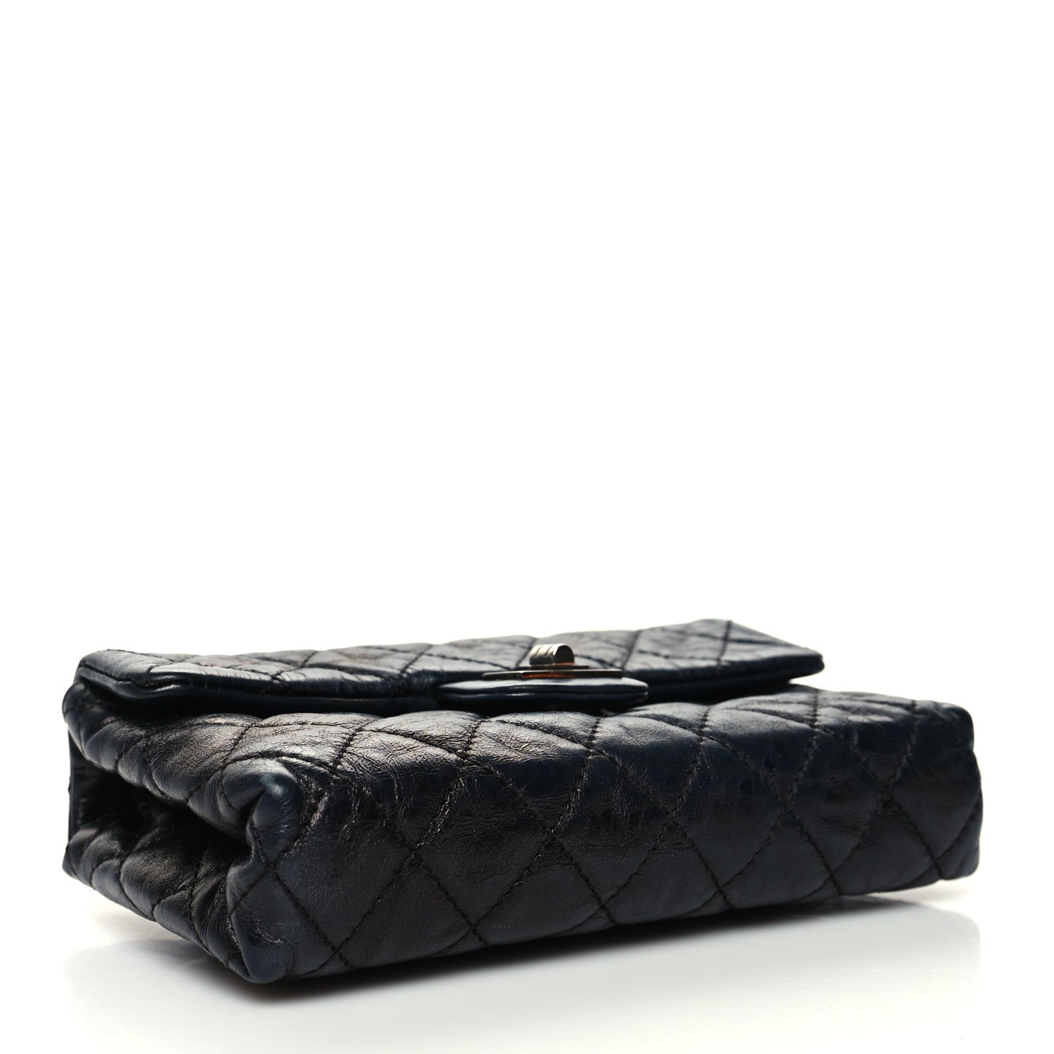 Chanel Glazed Aged Calfskin Quilted 2.55 Reissue Flap Belt Bag Clutch Black 4 of 13