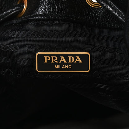 Prada Glace Calfskin Embossed Secchiello Bucket Bag Black 6 of 12