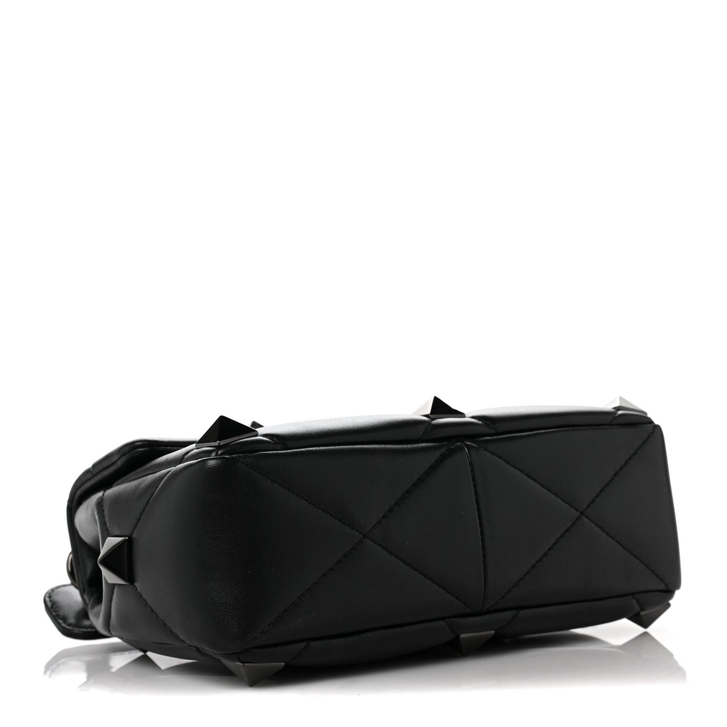 Nappa Monochrome Medium Roman Stud Shoulder Bag Black