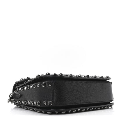 Valentino Garavani Pebbled Calfskin Onyx Medium Guitar Strap Rockstud Rolling Flap Love Blade Saddle Bag  Black 4 of 9