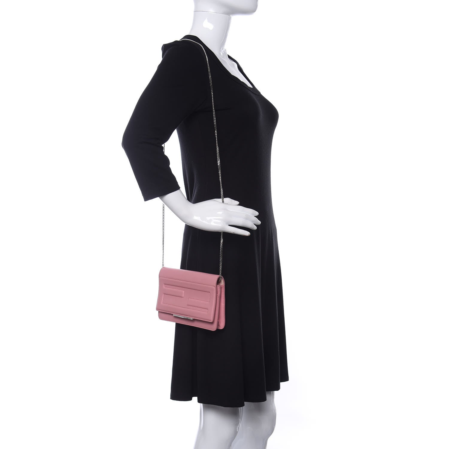 Fendi Vitello Flamingo Tube Wallet on Chain Pink 2 of 9