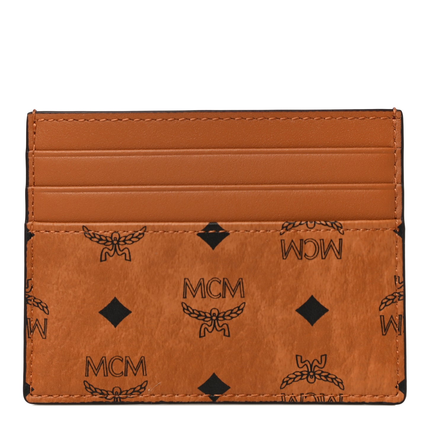 Calfskin Visetos Card Holder Money Clip Cognac