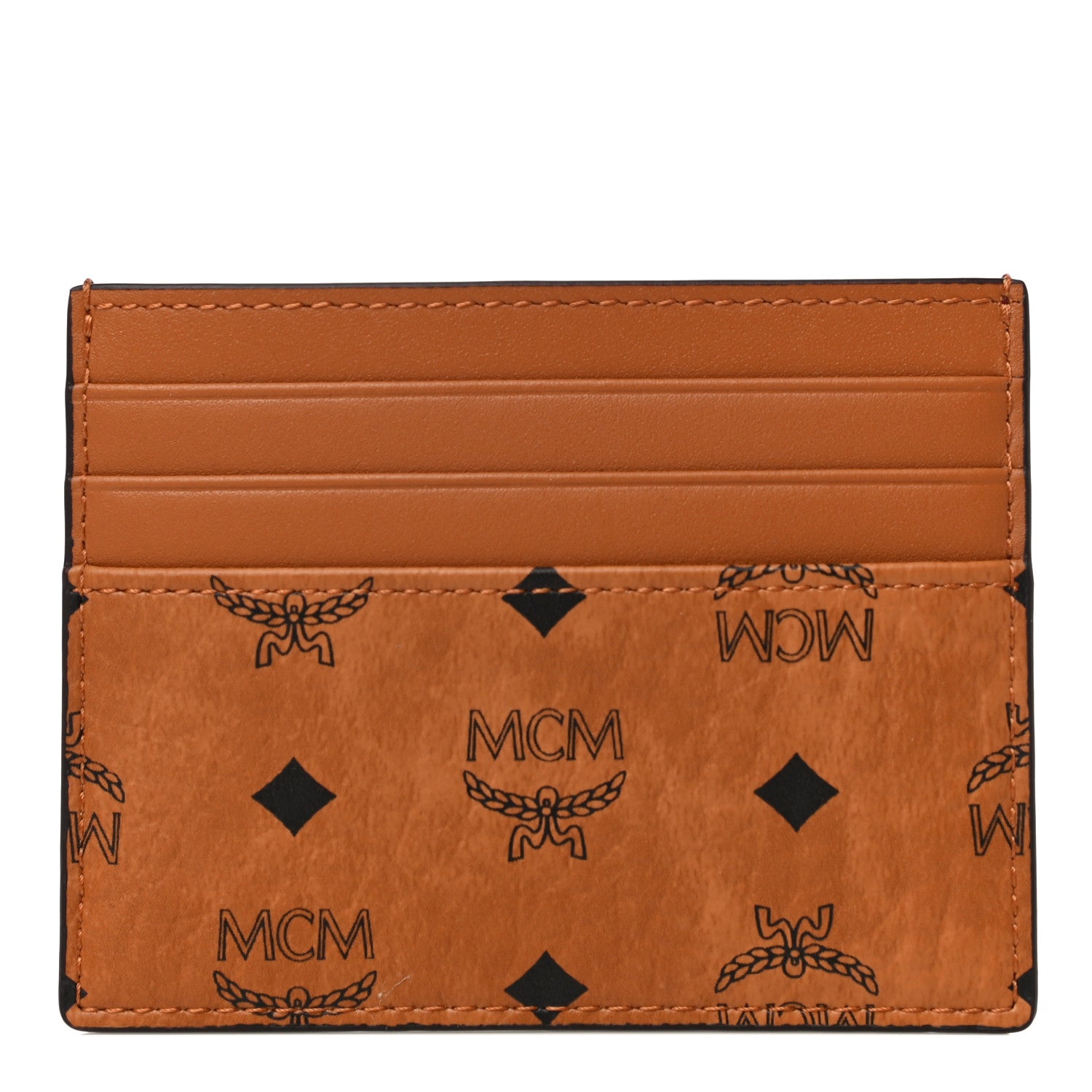 MCM Calfskin Visetos Card Holder Money Clip Cognac 1 of 10