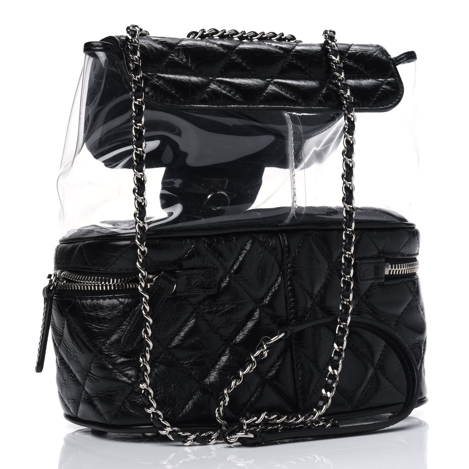 Chanel Crumpled Calfskin PVC Quilted Flap Black 2 of 6
