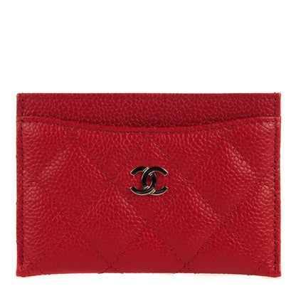 Chanel Caviar Quilted Card Holder Red 1 of 8