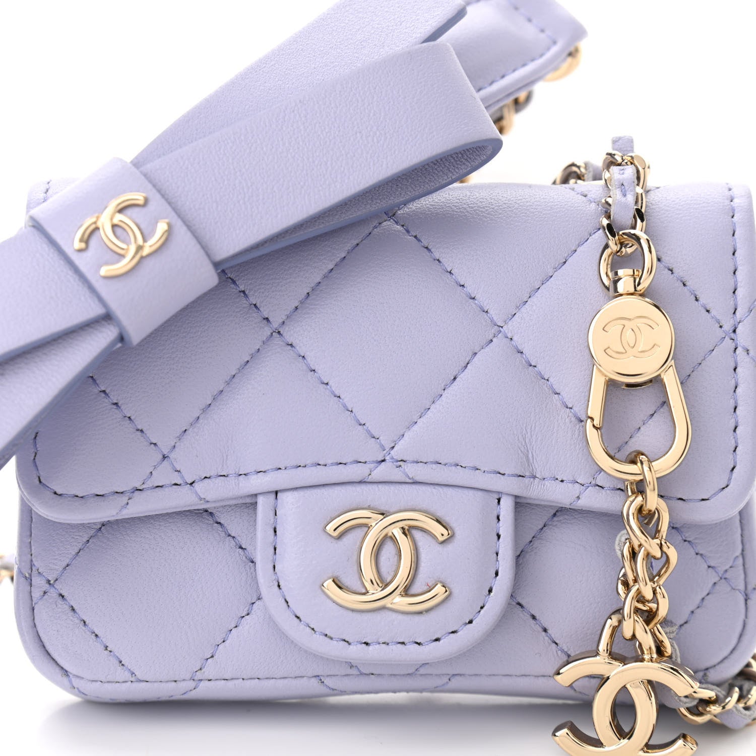 Chanel Lambskin Quilted Flap Bow Chain Waist Bag Purple 9 of 11