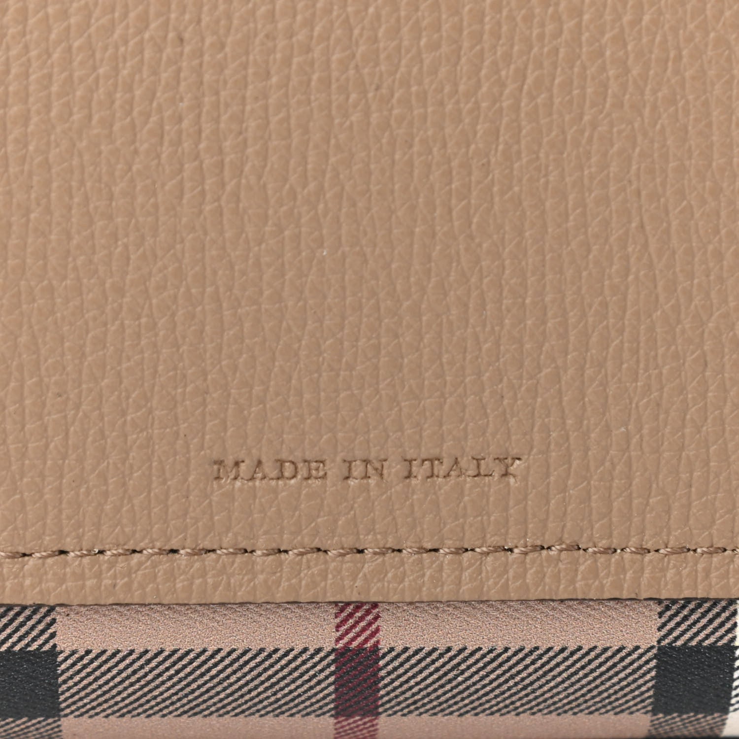 Burberry Grainy Calfskin Haymarket Check Small Reversible Tote Camel 14 of 15