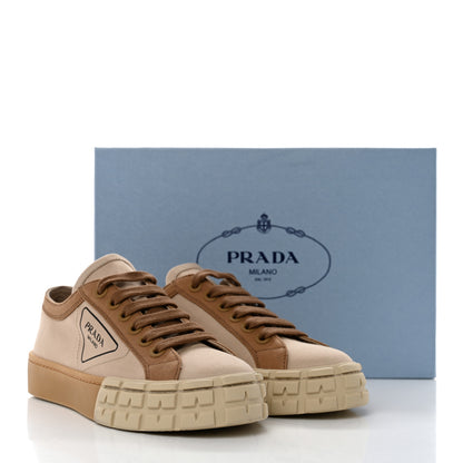 Prada Gabardine Triangle Logo Bi-Color Wheel 35mm Sneakers 37 Corda Kaki 9 of 9