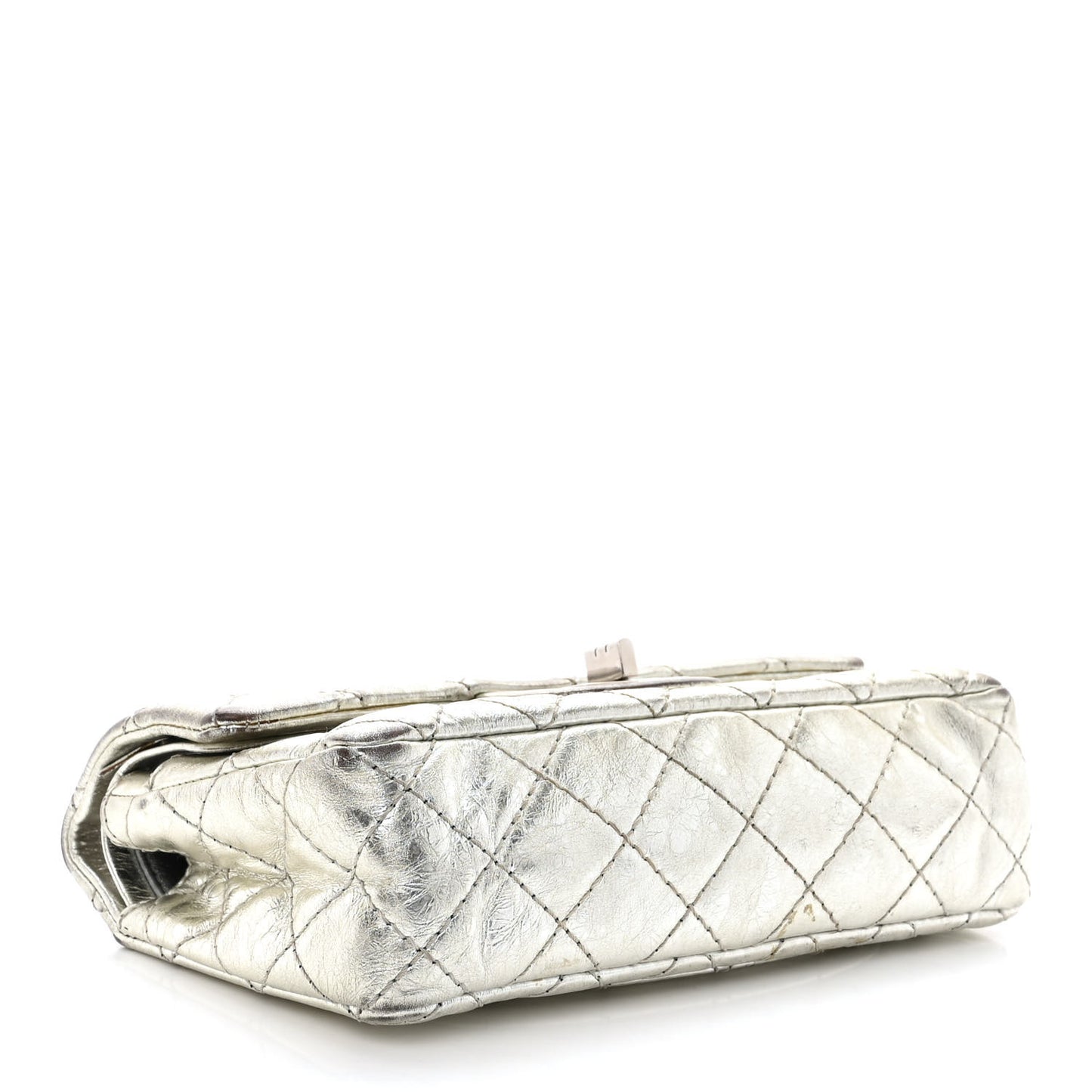 Metallic Aged Calfskin Quilted 2.55 Reissue 224 Flap Silver