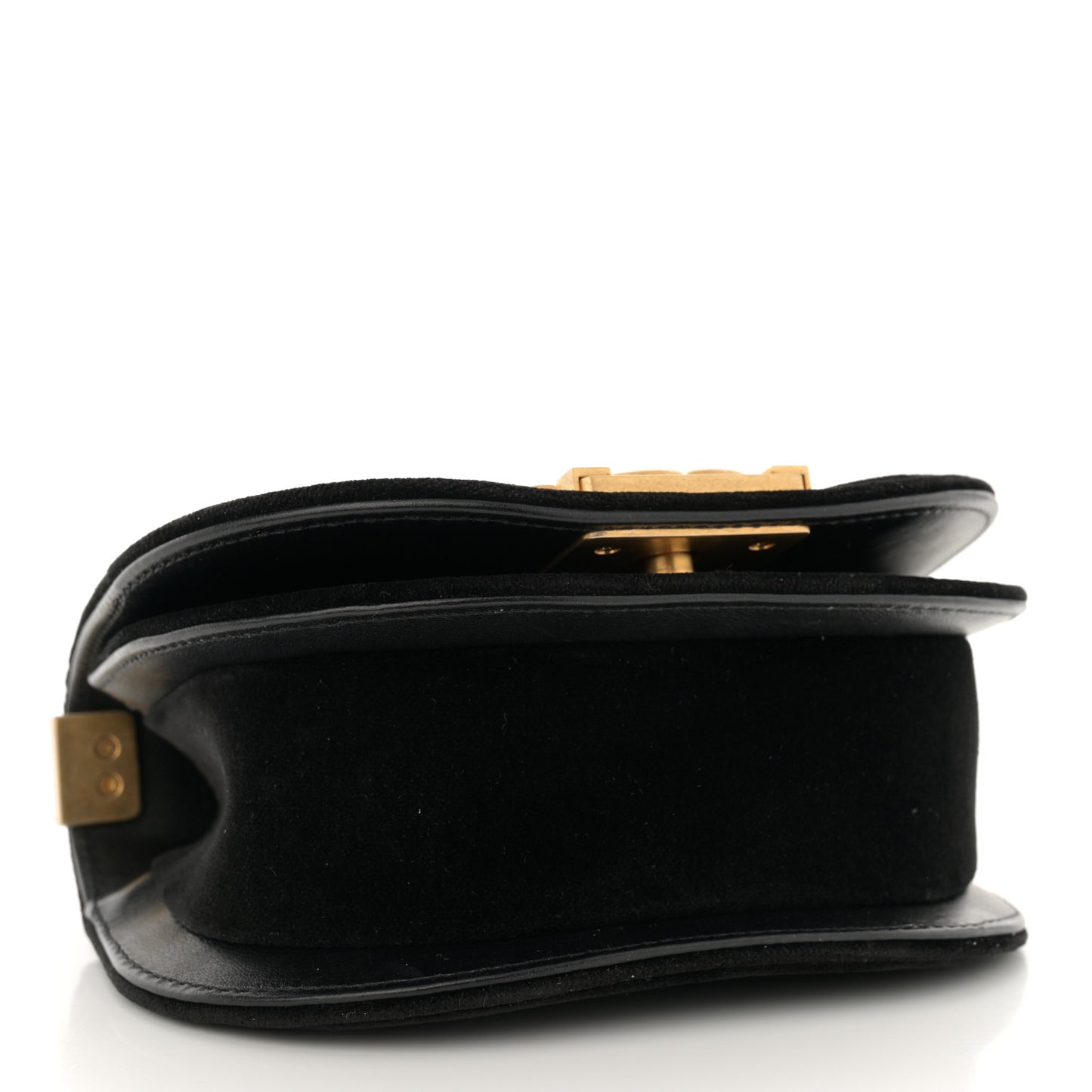 Velvet Quilted Mini Boy Messenger Bag Black