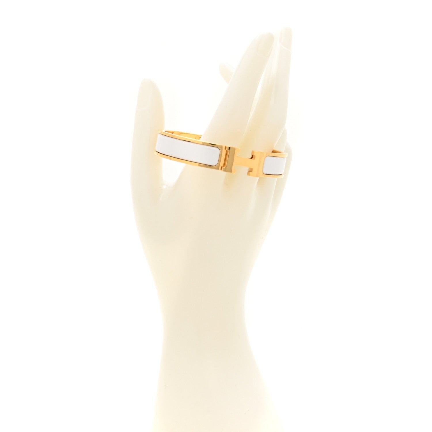 Hermes Enamel Narrow Clic Clac H Bracelet GM White 5 of 8