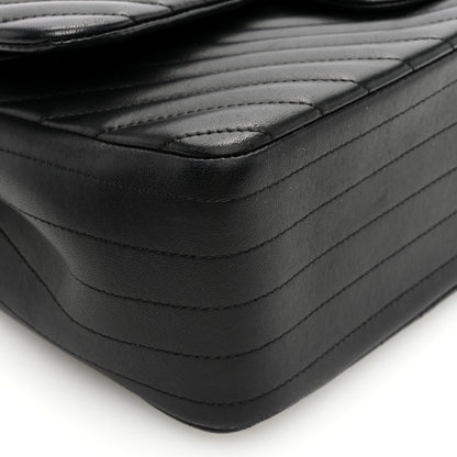 Chanel Lambskin Chevron Quilted Jumbo Double Flap Black 9 of 10