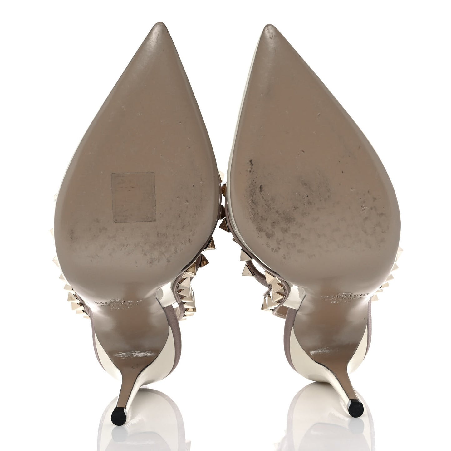 Patent Rockstud Ankle Strap Pumps 35.5 Ivory Poudre