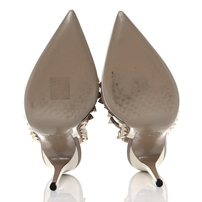 Valentino Garavani Patent Rockstud Ankle Strap Pumps 35.5 Ivory Poudre 5 of 7