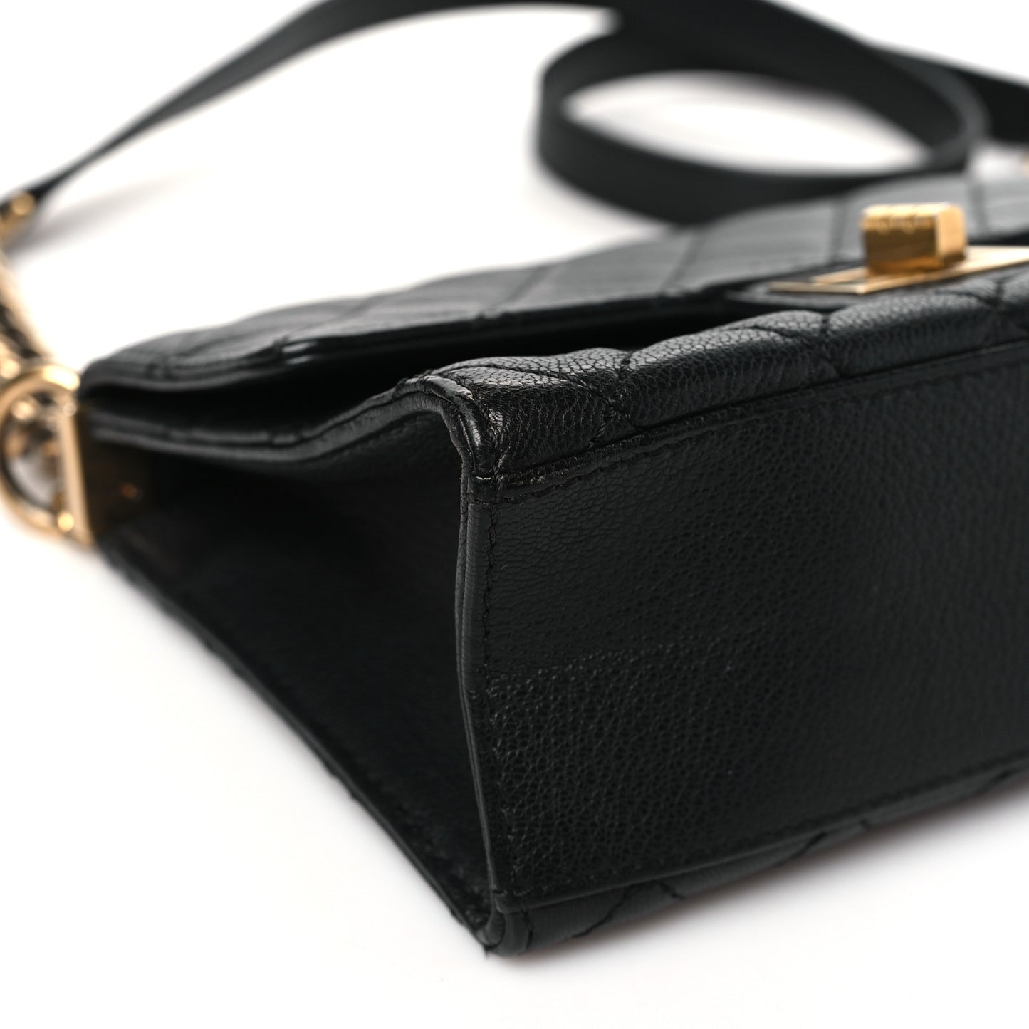 Goatskin Quilted Rita Flap Black