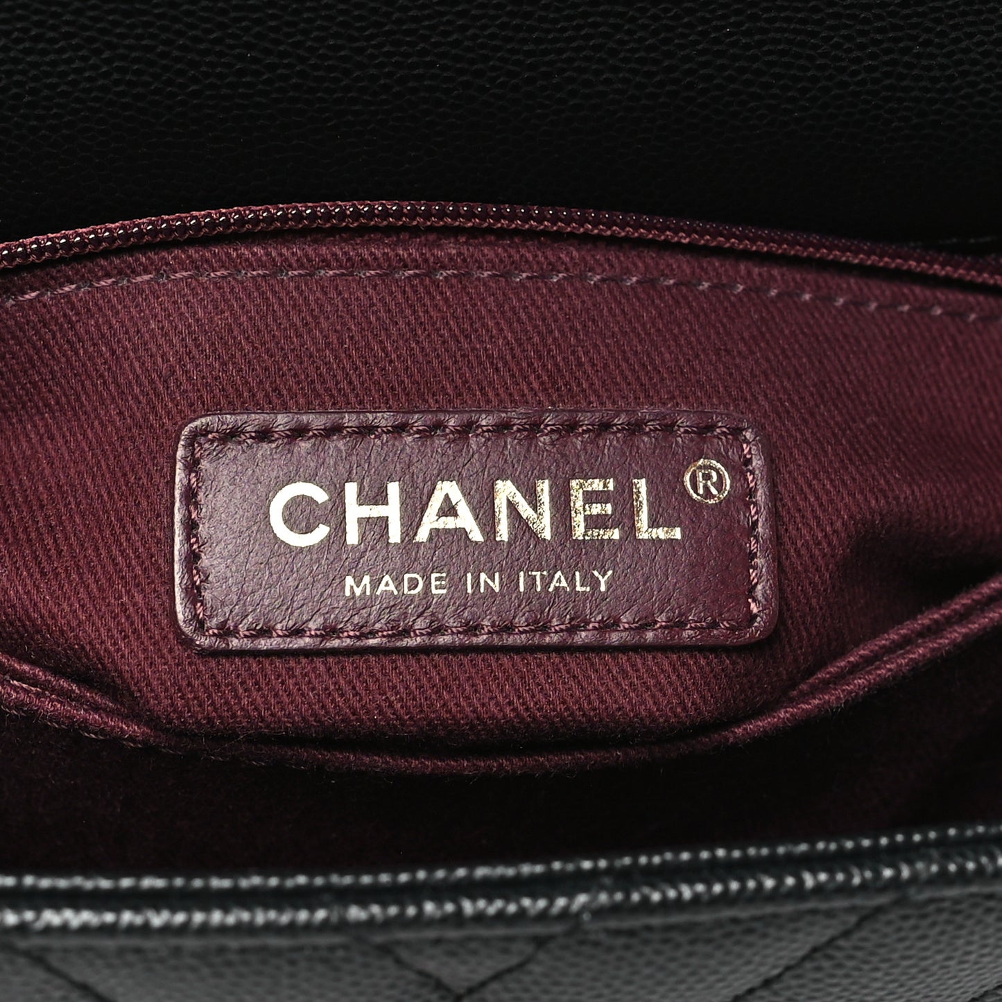 Caviar Chevron Quilted Mini Coco Handle Flap Black