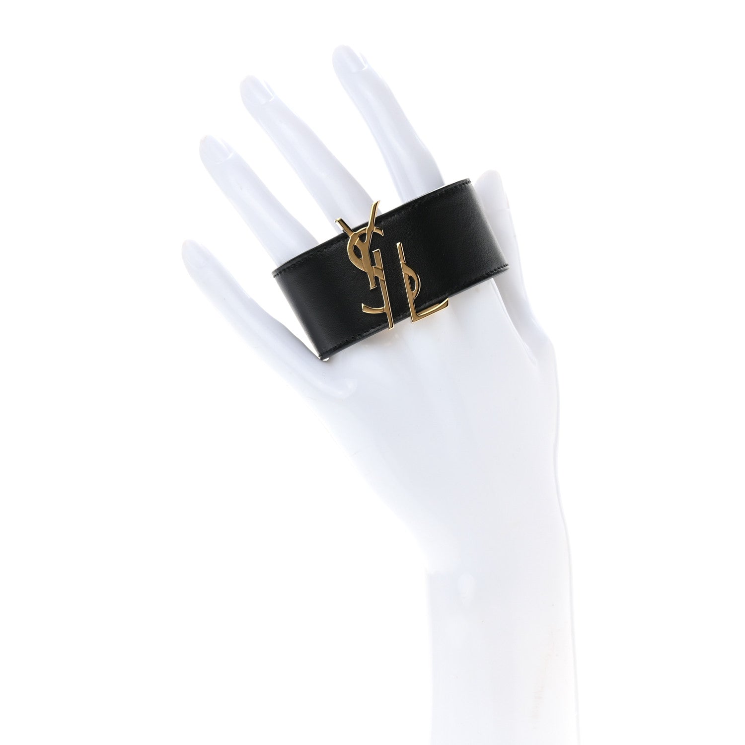 Saint Laurent Calfskin Monogram Bracelet Black 2 of 5