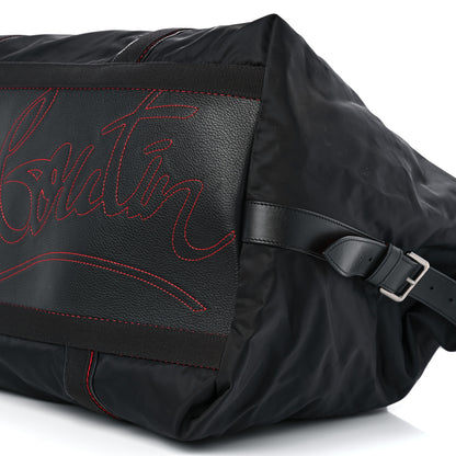 Christian Louboutin Nylon Calfskin Paris Loubcity Weekender Black Gunmetal 9 of 10