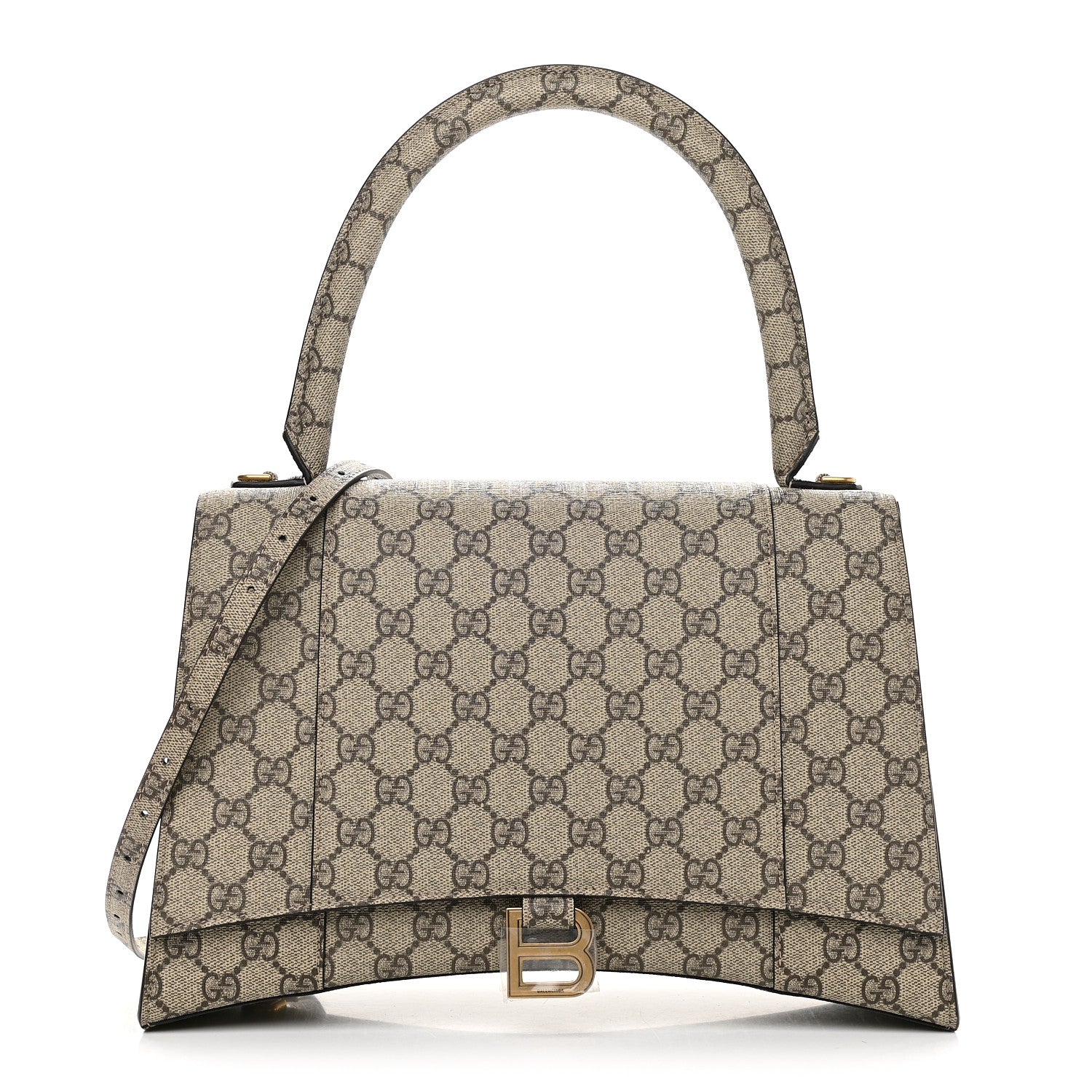 Balenciaga X GUCCI GG Supreme Monogram Medium Hourglass Top Handle Bag Beige Ebony 1 of 8