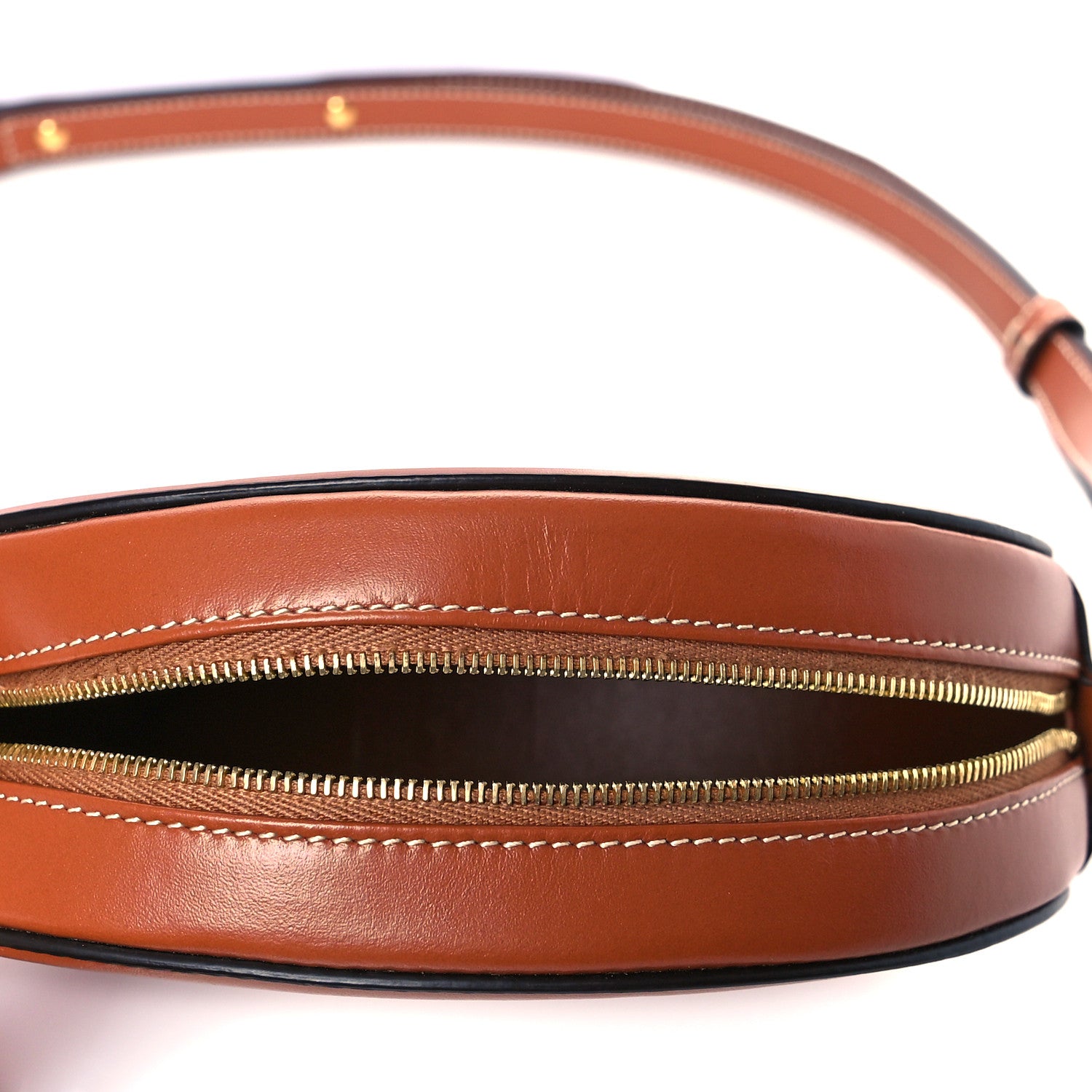 Celine Smooth Calfskin Cuir Small Triomphe Oval Crossbody Purse Tan 4 of 9