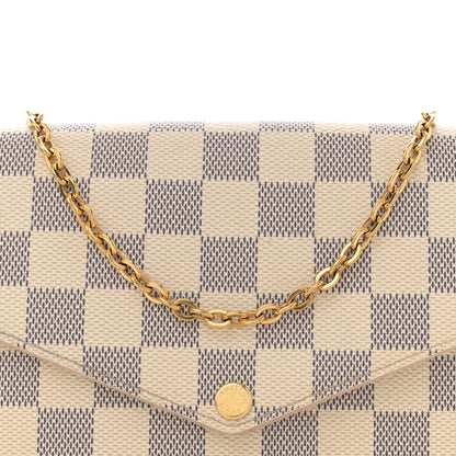 Louis Vuitton Damier Azur Pochette Felicie Chain Wallet Rose Ballerine 9 of 13