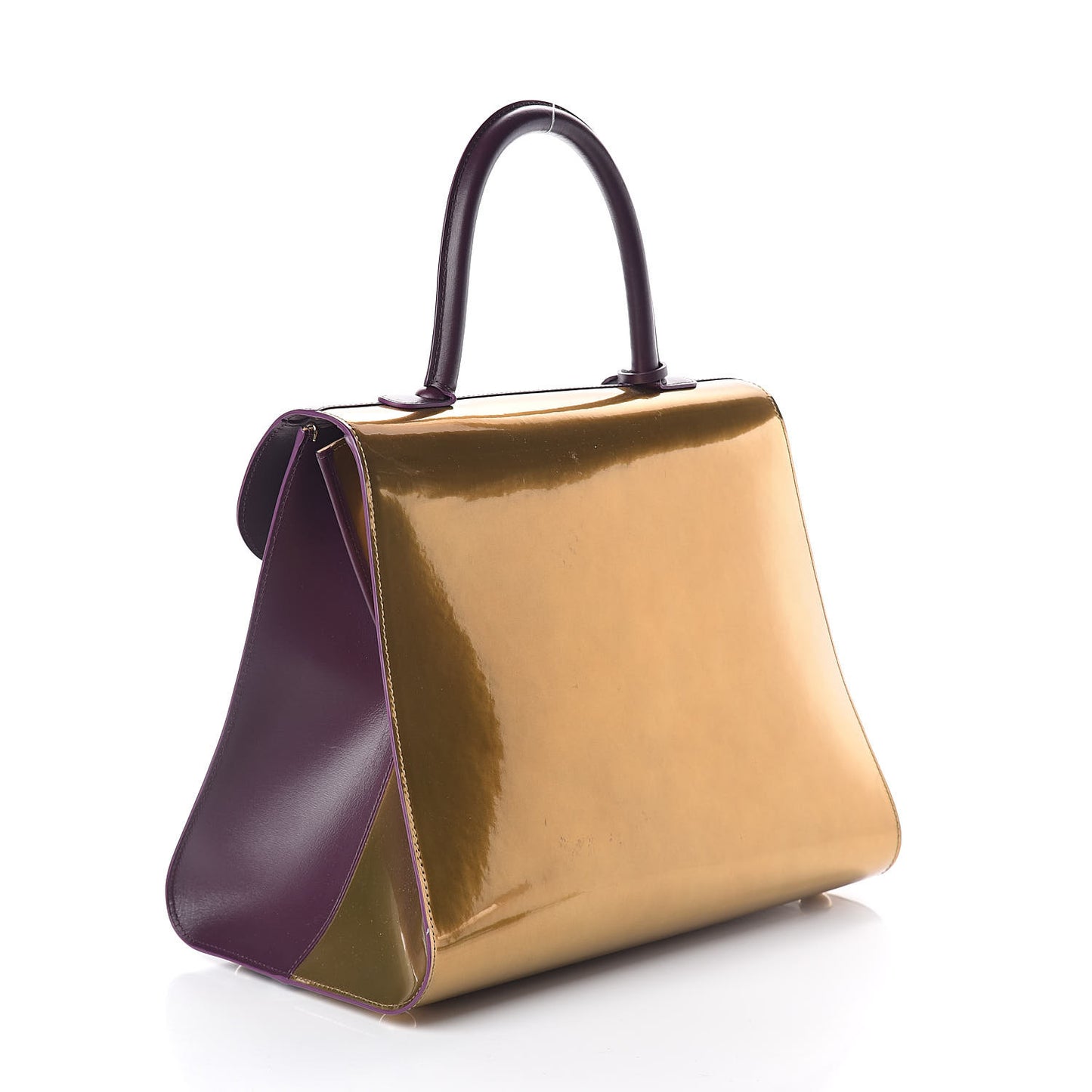 Box Calfskin Vernis GM Brillant Biface Satchel Prune