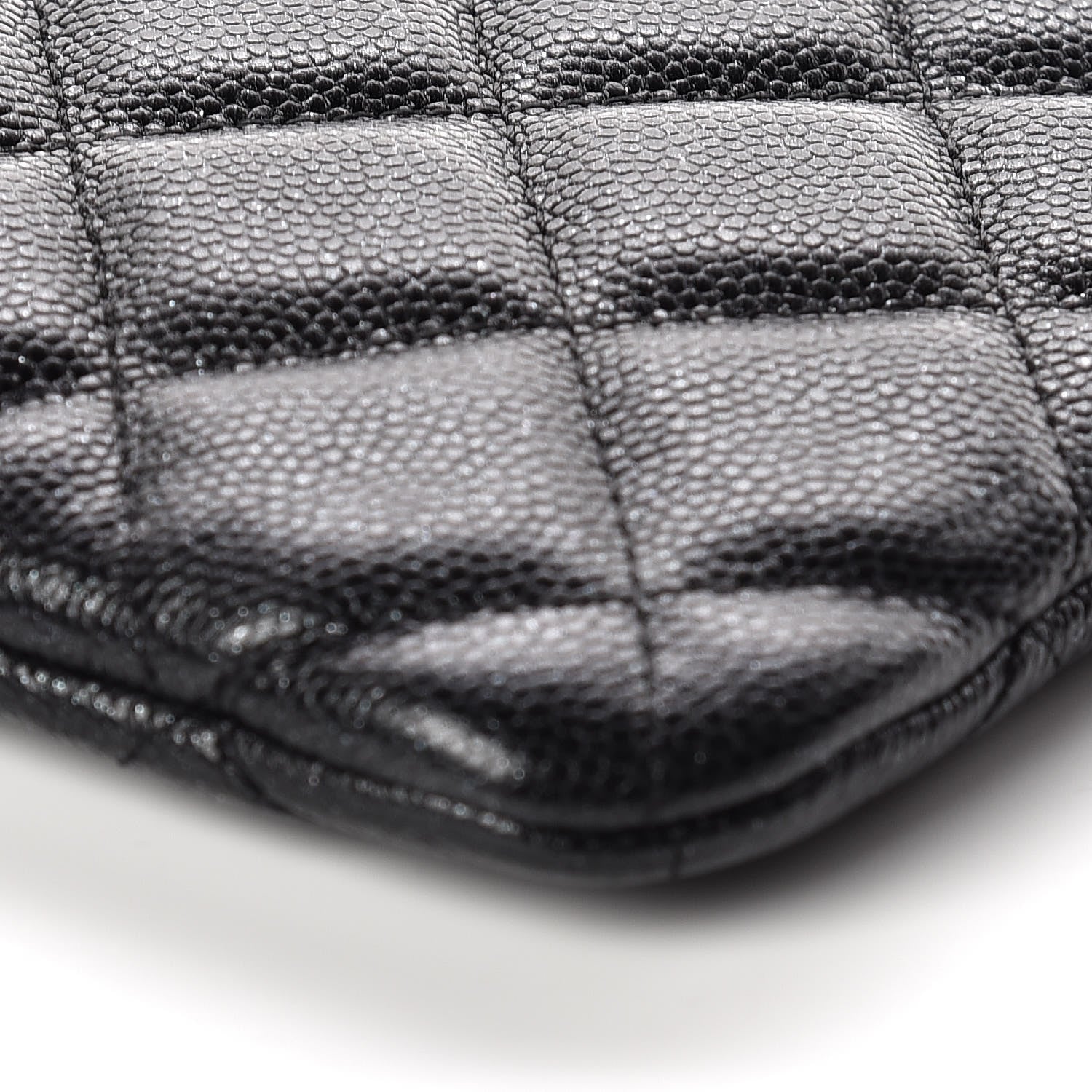 Chanel Metallic Caviar Quilted Medium Cosmetic Case Black 6 of 10
