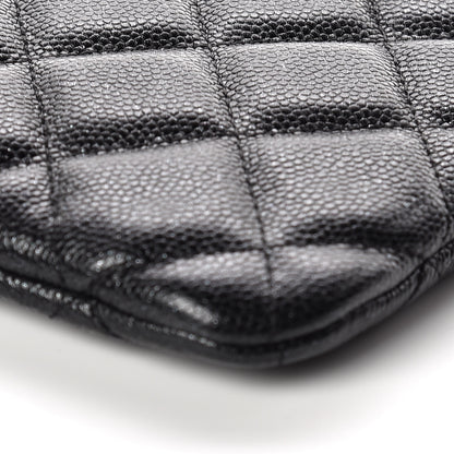 Chanel Metallic Caviar Quilted Medium Cosmetic Case Black 6 of 10