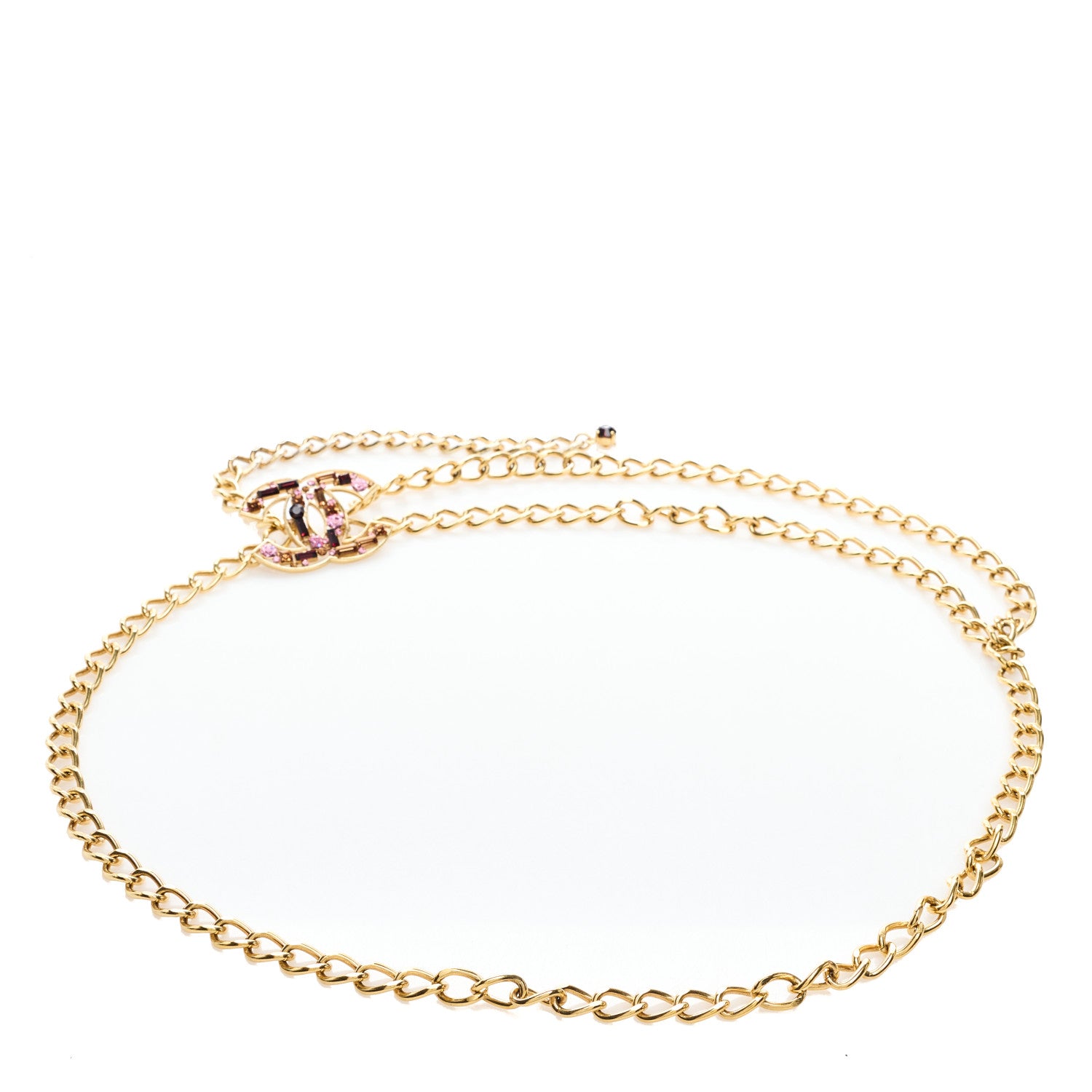 Chanel Metal Chain Crystal CC Embellished Belt Gold Multicolor 2 of 3