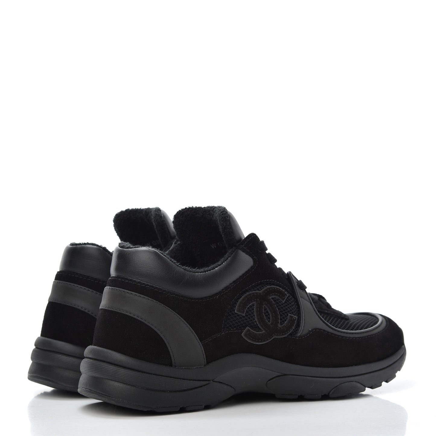 Fabric Calfskin Suede CC Sneakers 38.5 Black