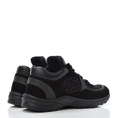 Chanel Fabric Calfskin Suede CC Sneakers 38.5 Black 4 of 8