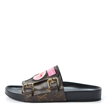 Louis Vuitton Monogram Patch Work World Tour Bom Dia Flat Mule 40 Black 1 of 11