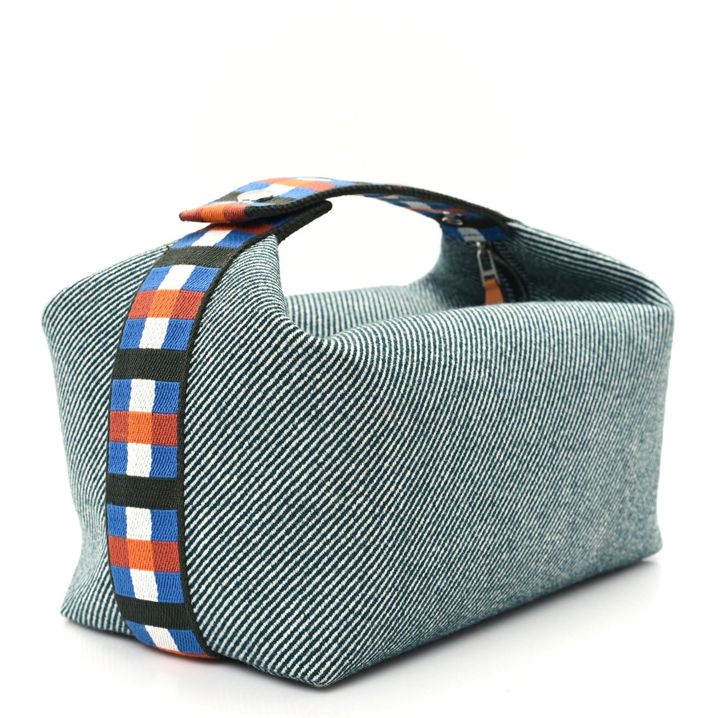 Wool Large Bride-A-Brac H Natte Pouch Bleu