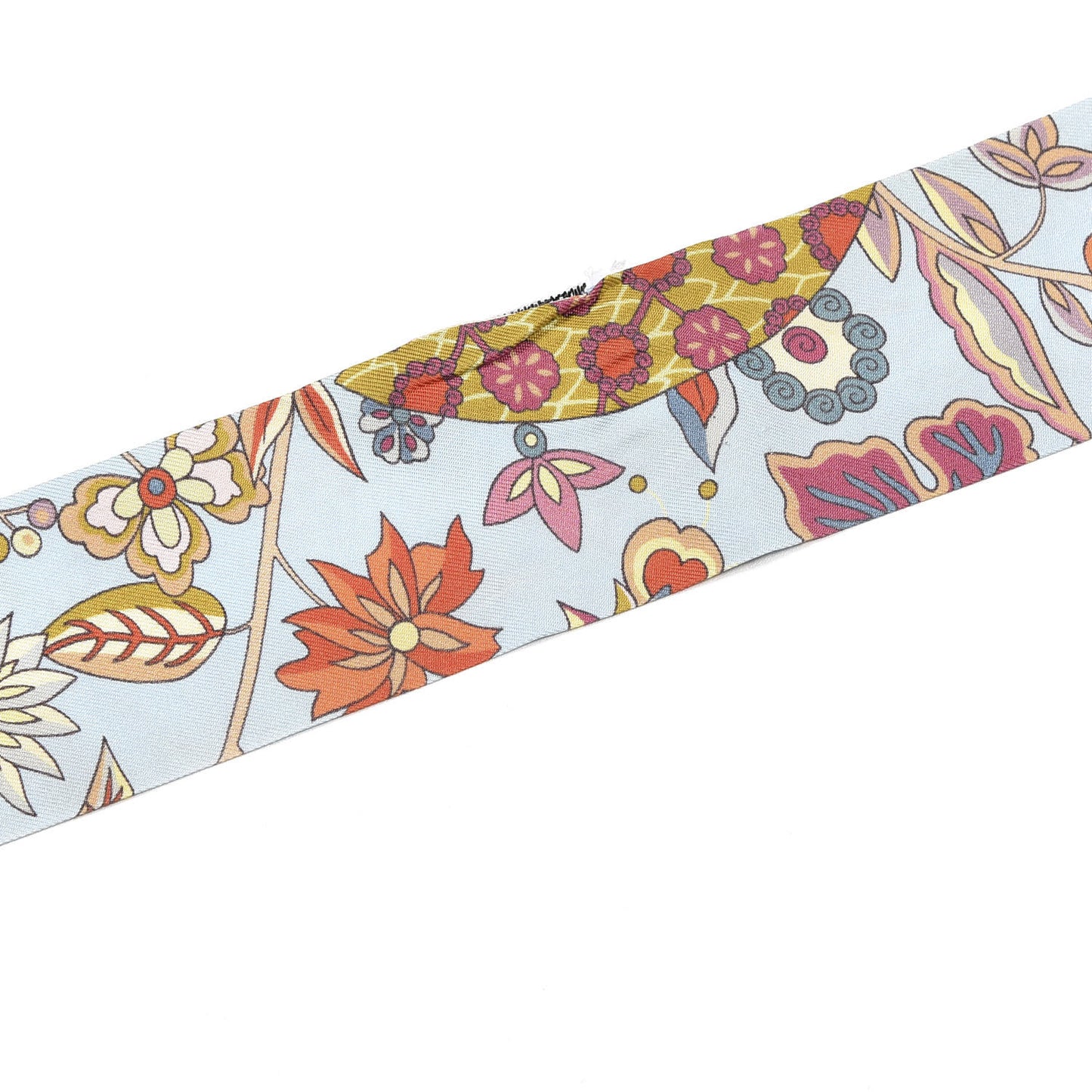 Silk Fleurs et Papillons de Tissus Twilly Bleu Ciel Corail Jaune
