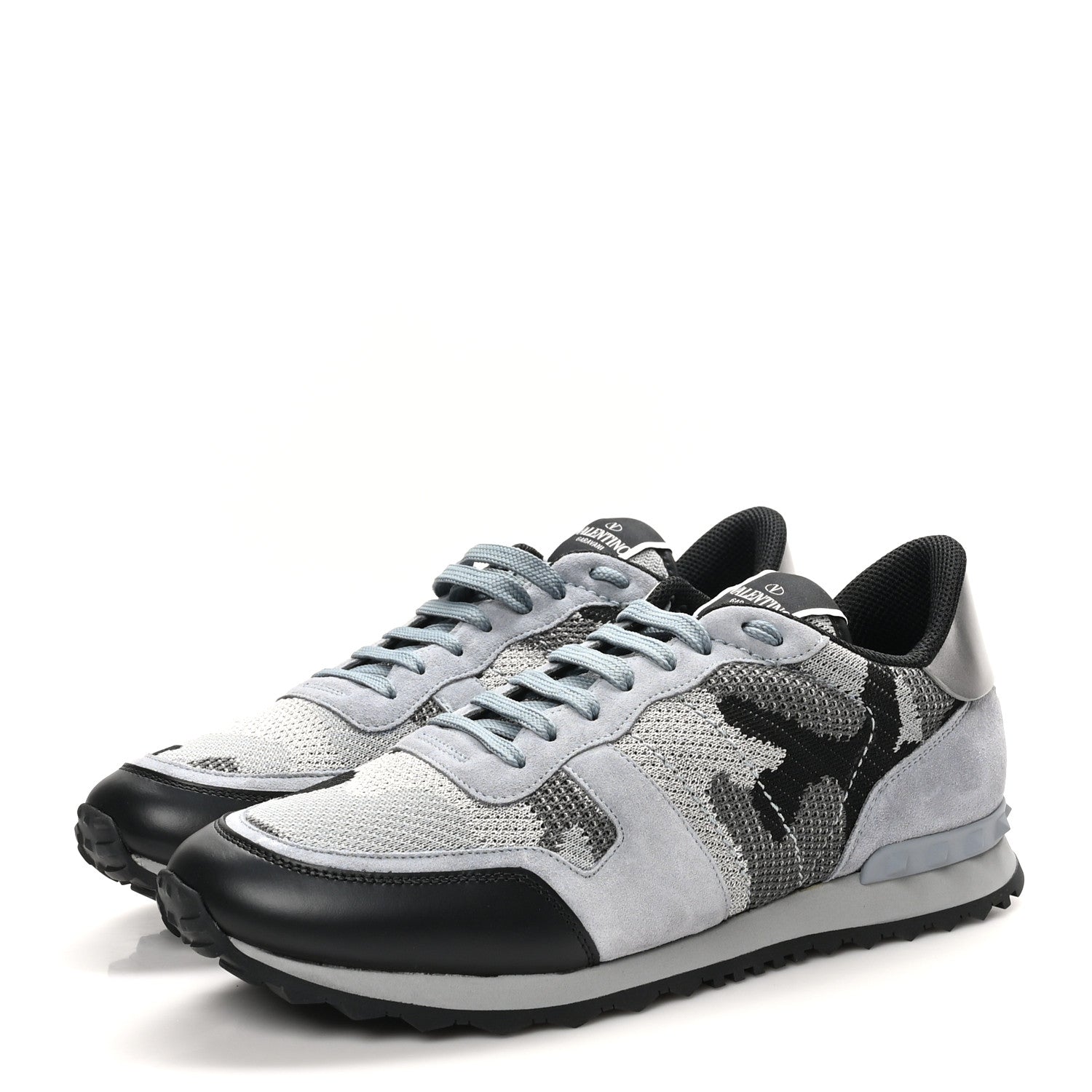 Valentino Garavani Mesh Suede Camouflage Mens Rockrunner Sneakers 10 Grey 4 of 9