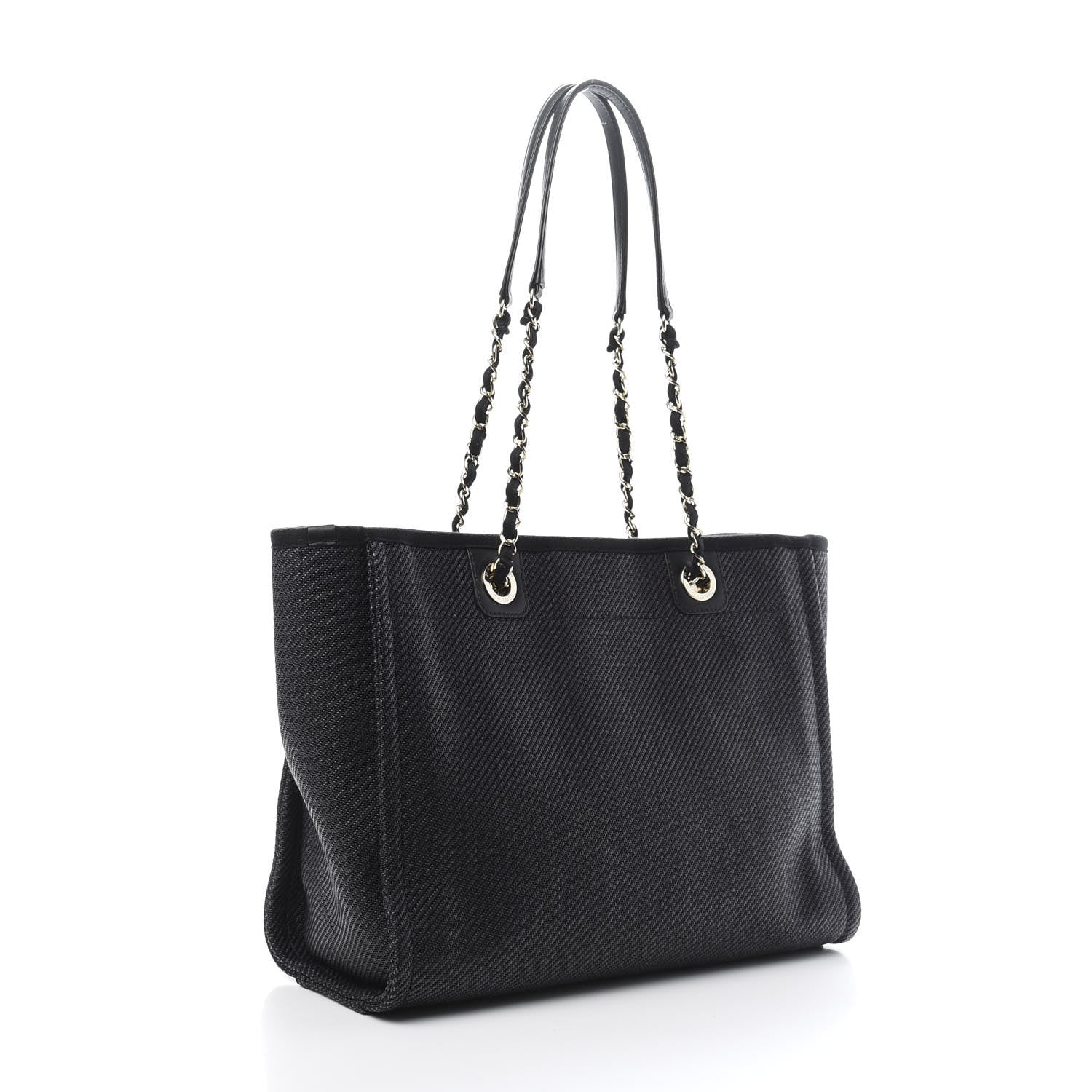 Chanel Mixed Fibers Calfskin Small Deauville Tote Black 3 of 10