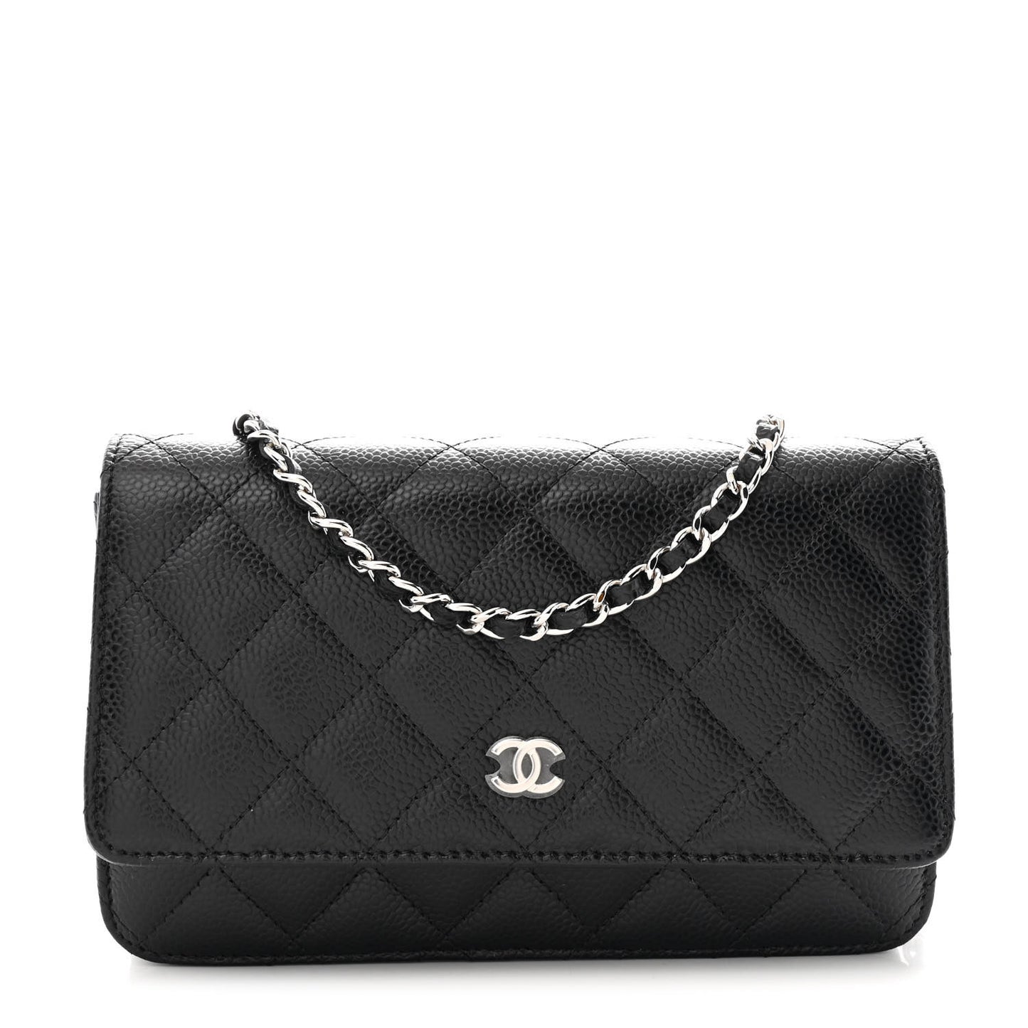 Caviar Quilted Wallet on Chain WOC Black